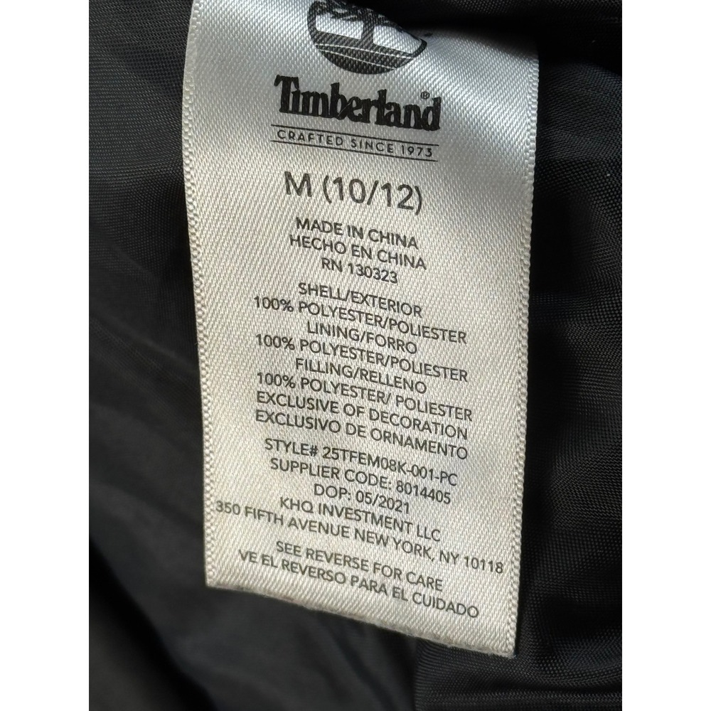 Timberland Kids Black Hooded Parka Fleece Lined Jacket Size M 10/12 - Picture 9 of 12